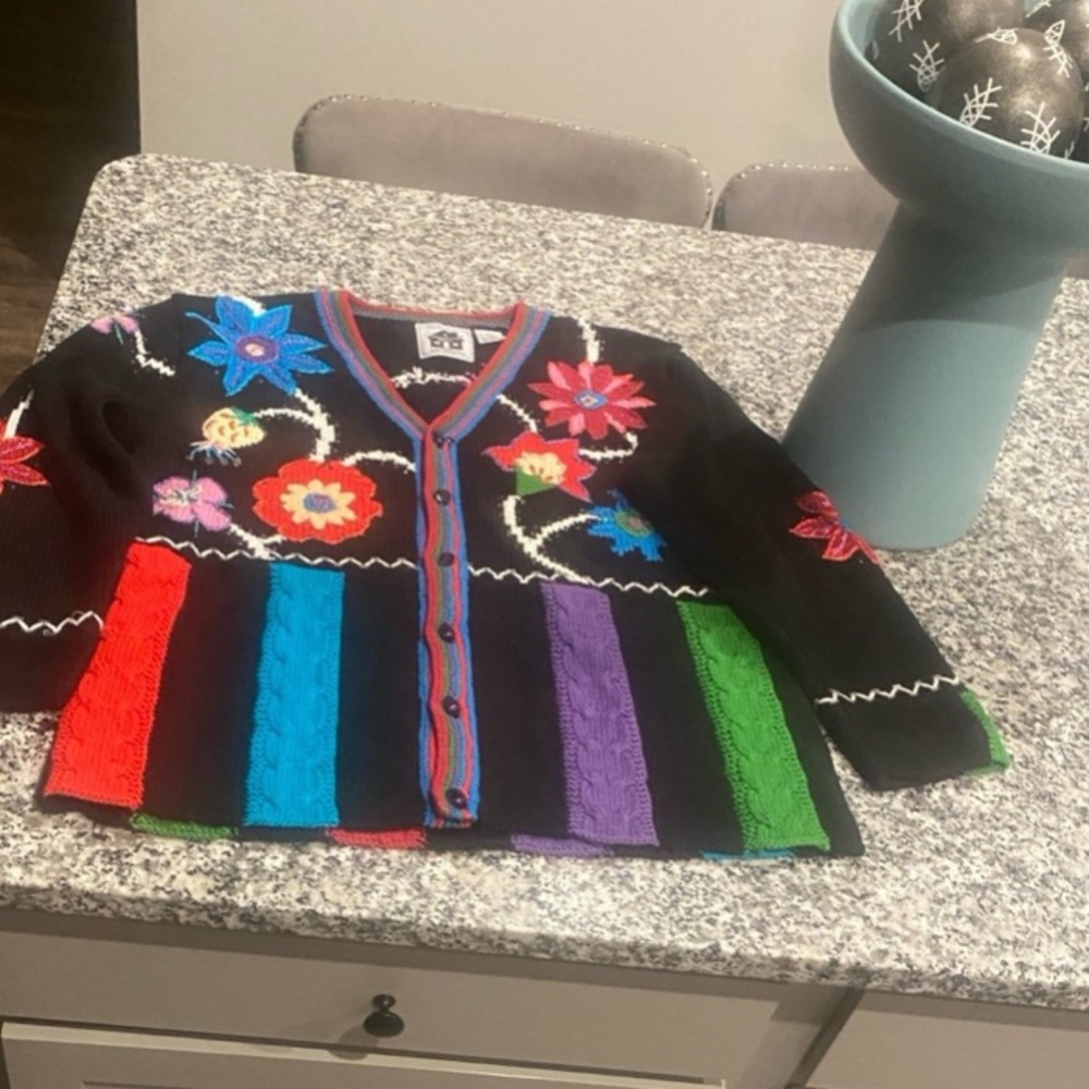 STORYBOOK KNITS embroidered floral Cardigan
